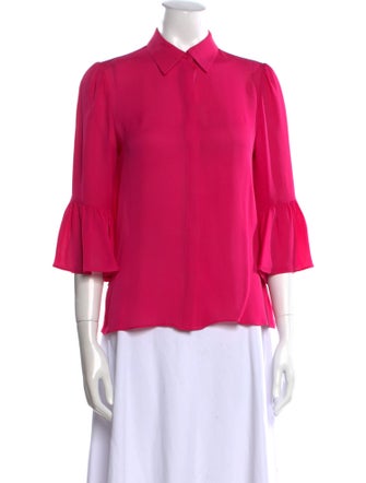 Alice + Olivia Silk Three-Quarter Sleeve Blouse