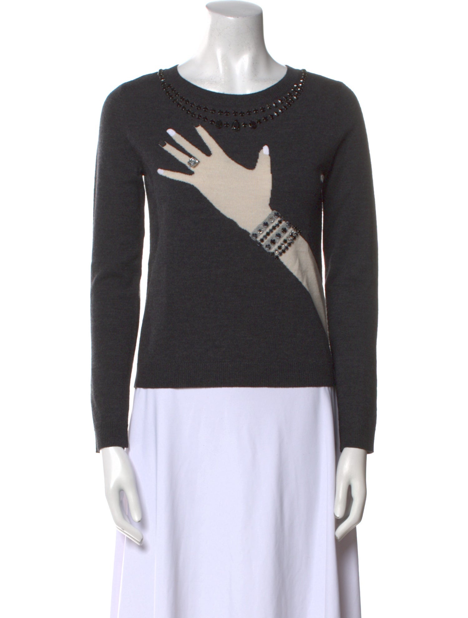 Alice + Olivia Wool Graphic Print Sweater