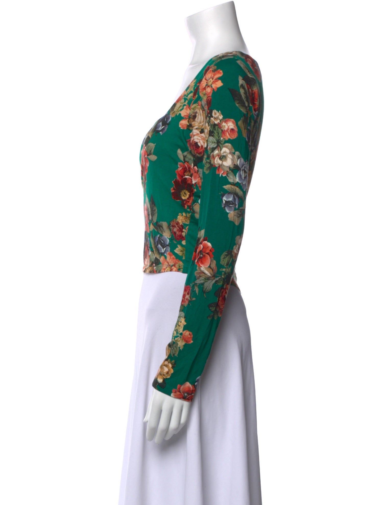 Alice + Olivia Floral Print Square Neckline Crop Top