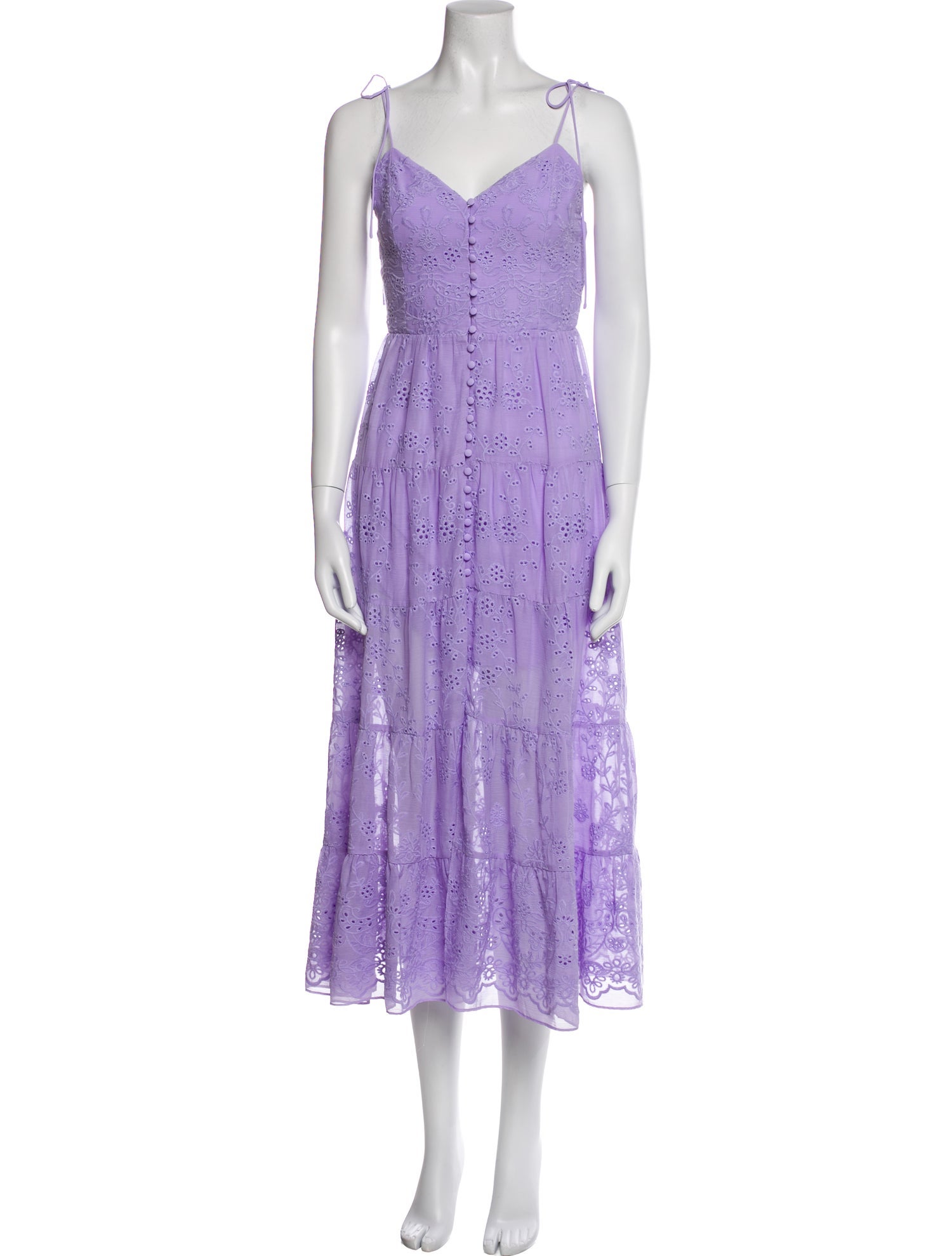 Alice + Olivia Shanti Floral Tiered Dress Midi Length Dress