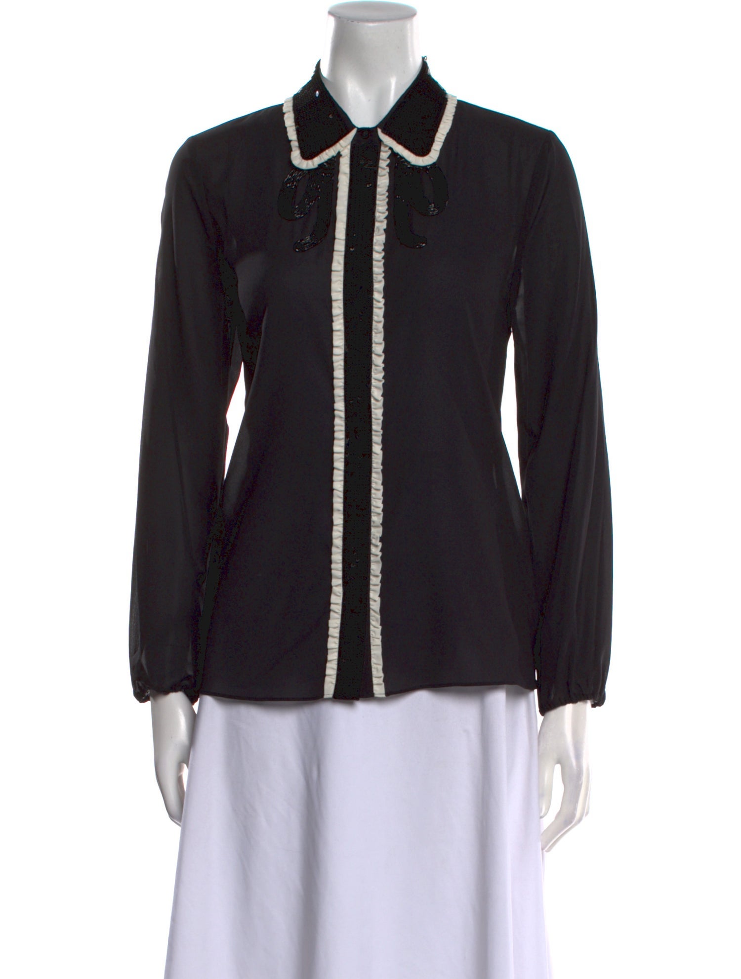 Alice + Olivia Silk Long Sleeve Button-Up Top