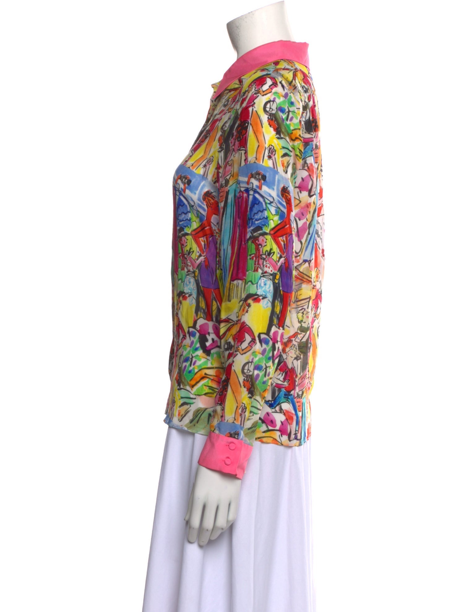 Alice + Olivia Silk Printed Button-Up Top