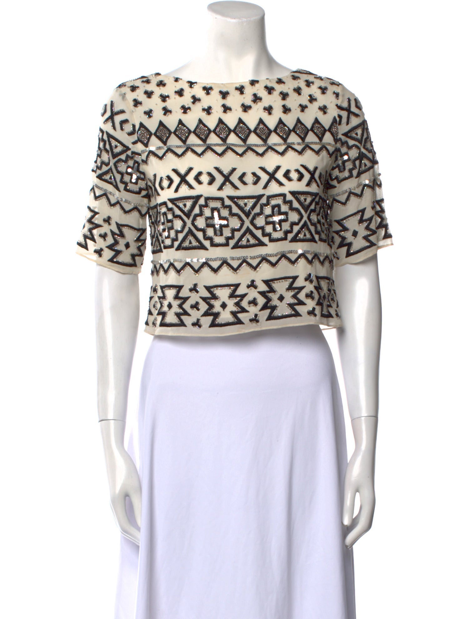 Alice + Olivia Silk Printed Crop Top