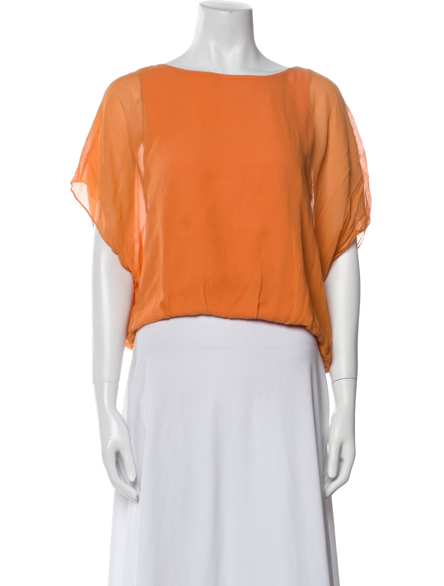 Alice + Olivia Silk Bateau Neckline Crop Top