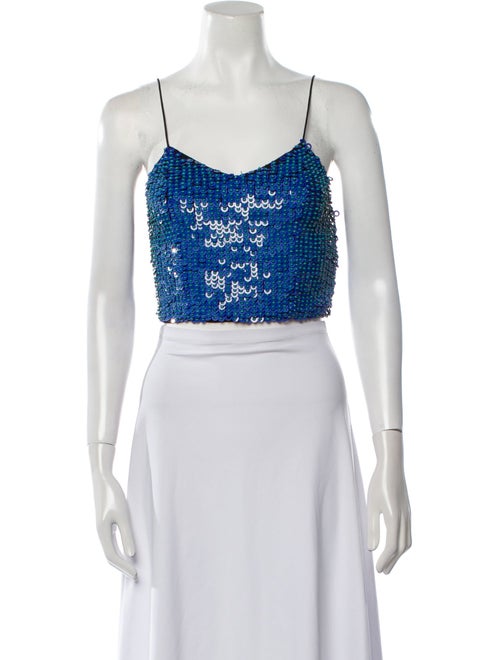 Alice + Olivia Sequin Square Neckline Crop Top