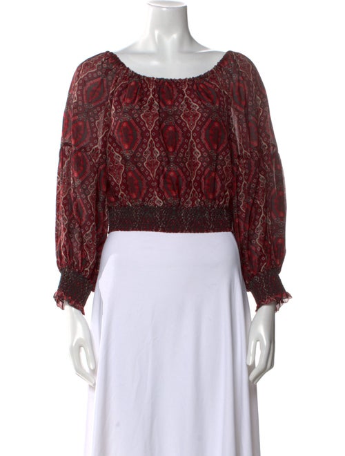 Alice + Olivia Paisley Print Bateau Neckline Crop Top
