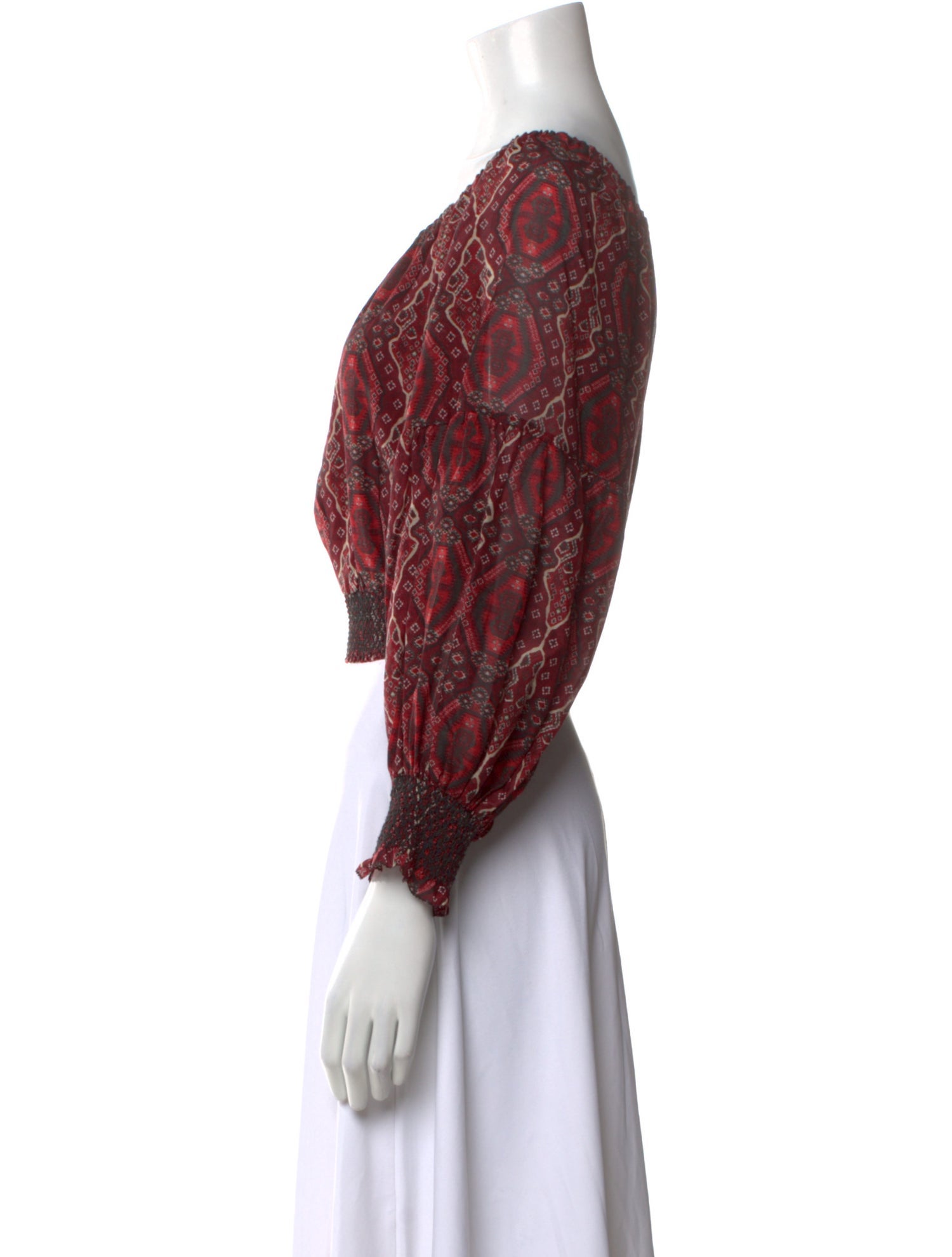 Alice + Olivia Paisley Print Bateau Neckline Crop Top