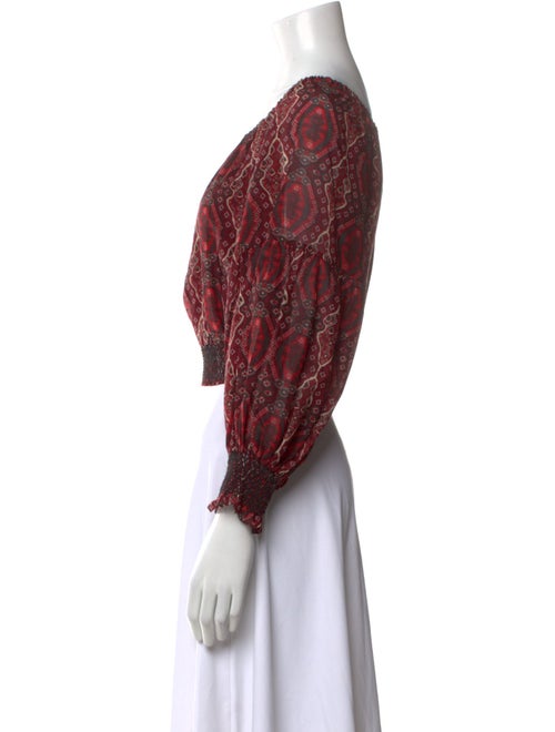 Alice + Olivia Paisley Print Bateau Neckline Crop Top