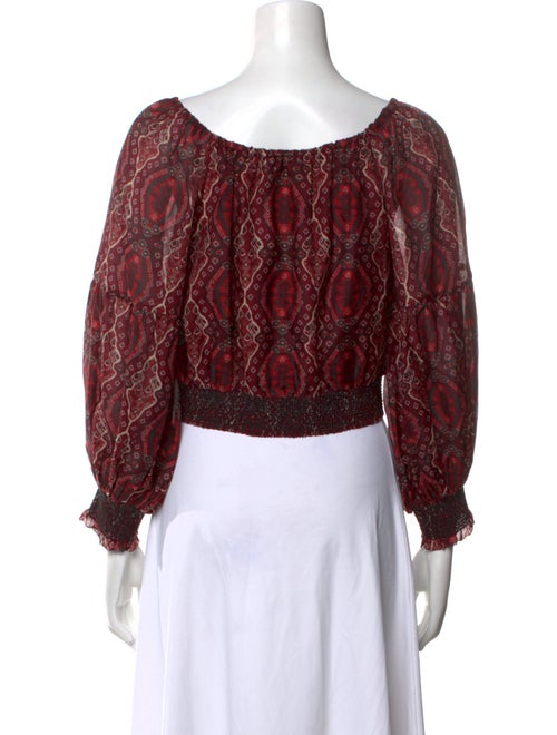 Alice + Olivia Paisley Print Bateau Neckline Crop Top