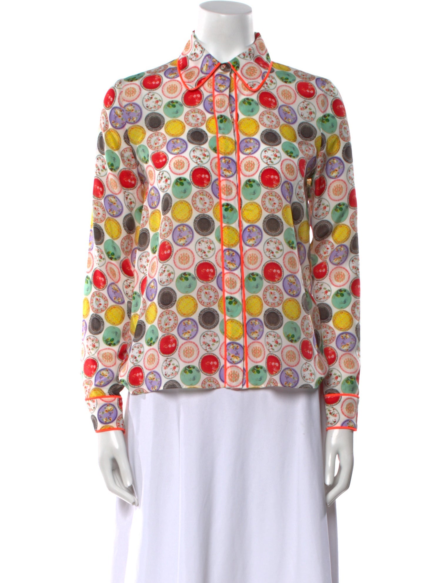 Alice + Olivia Silk Printed Button-Up Top
