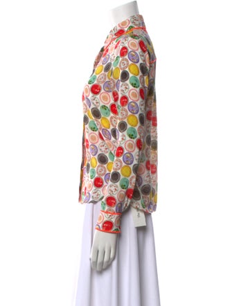 Alice + Olivia Silk Printed Button-Up Top