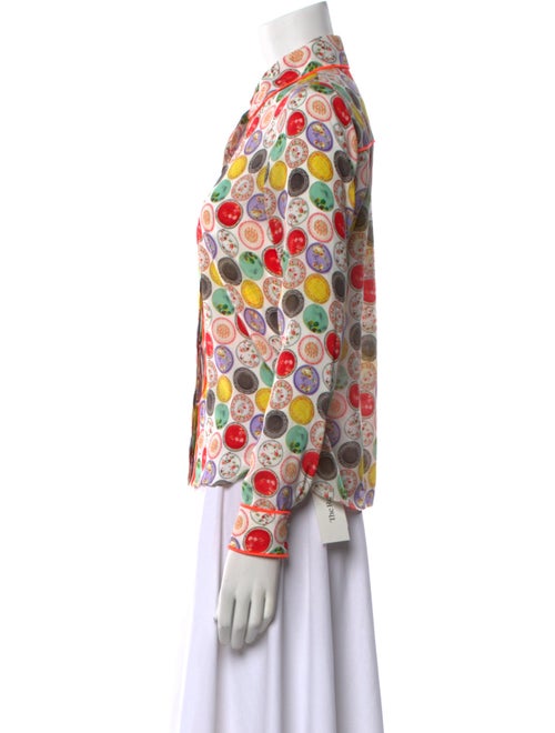 Alice + Olivia Silk Printed Button-Up Top