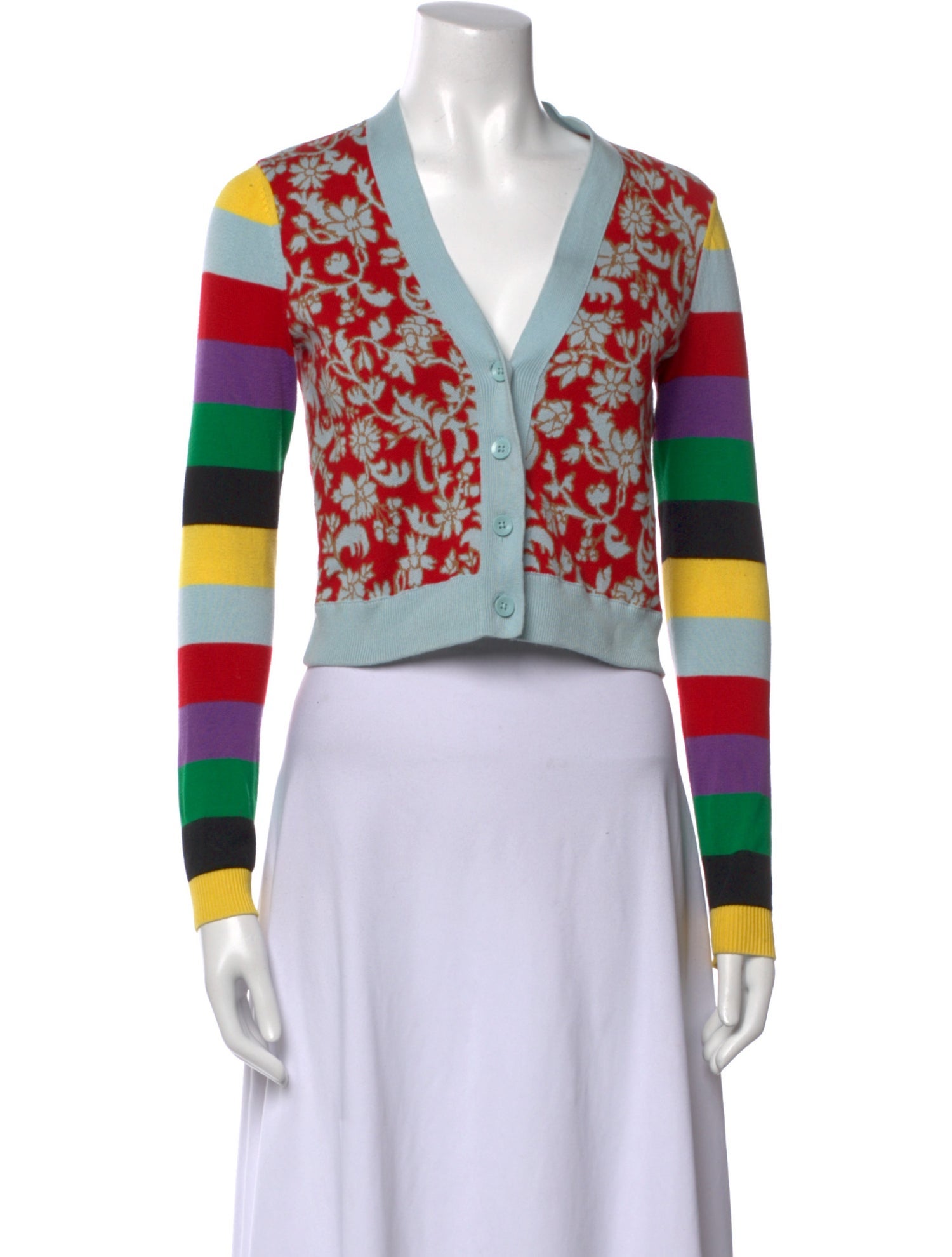 Alice + Olivia Striped V-Neck Sweater