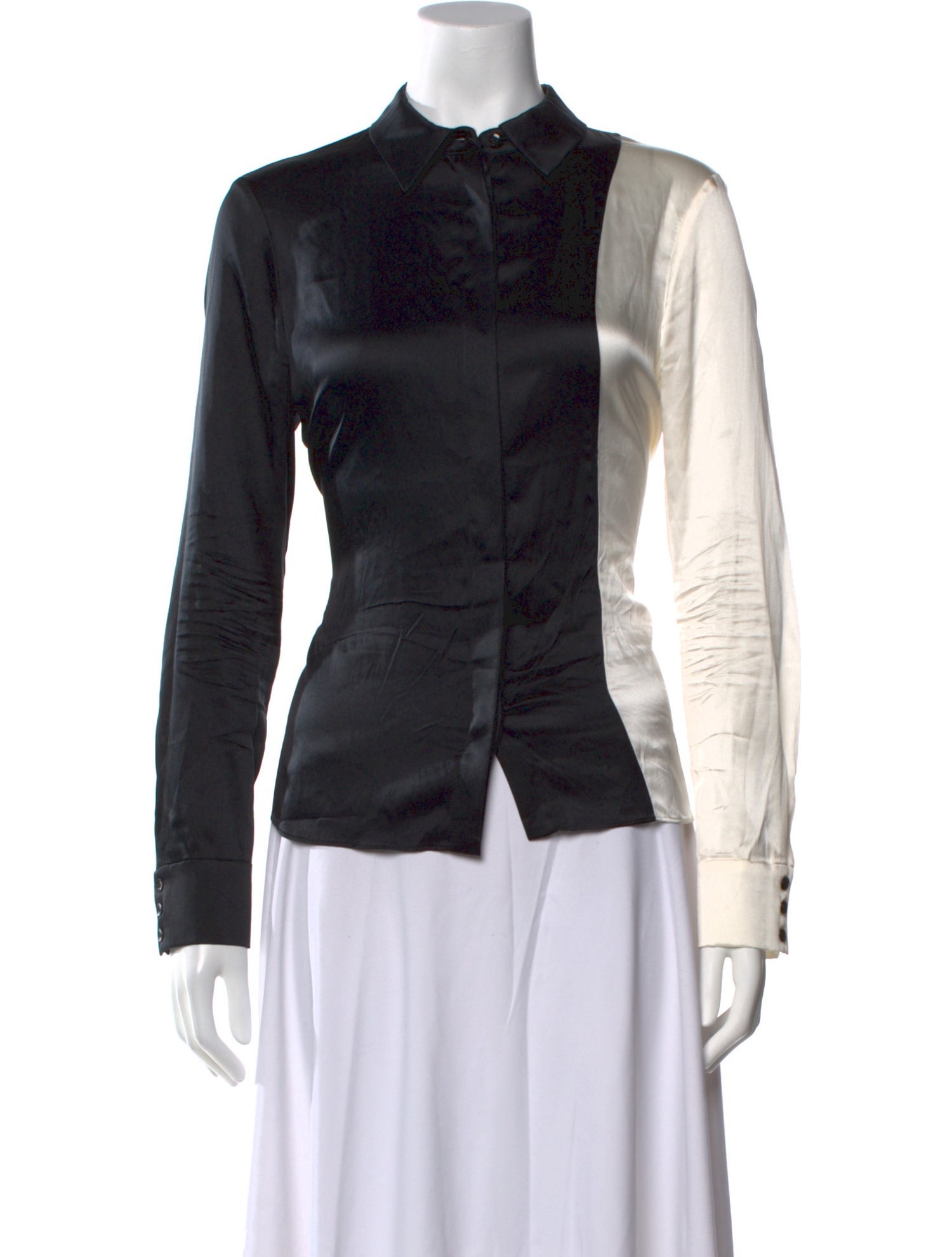 Alice + Olivia Silk Long Sleeve Button-Up Top