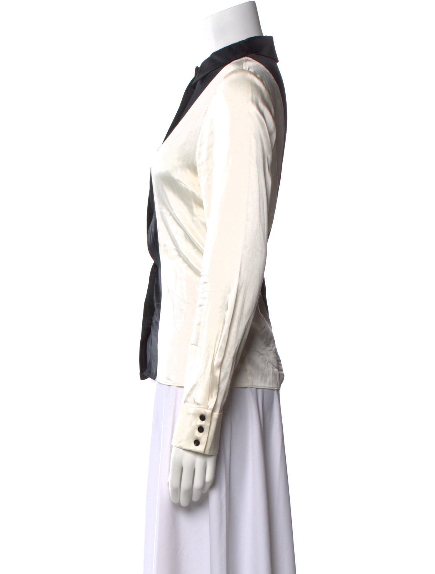 Alice + Olivia Silk Long Sleeve Button-Up Top