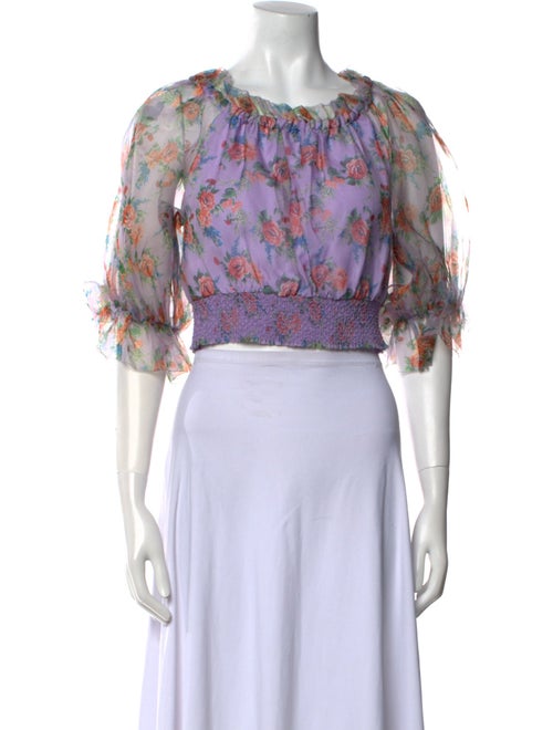 Alice + Olivia Silk Floral Print Crop Top