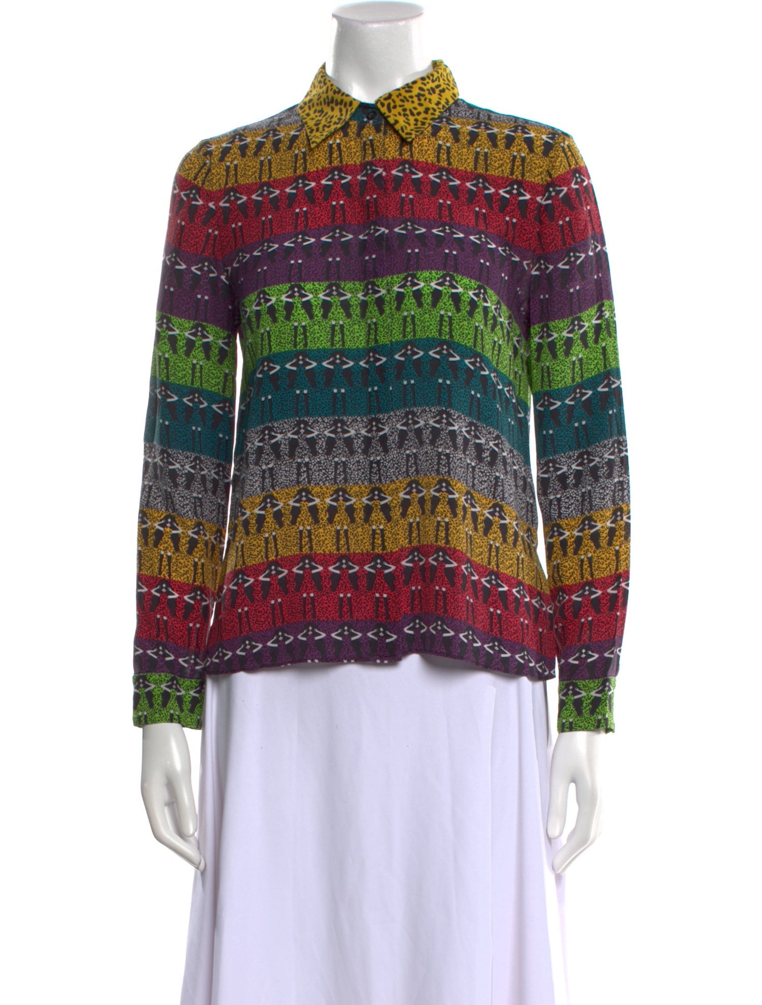 Alice + Olivia Silk Printed Button-Up Top