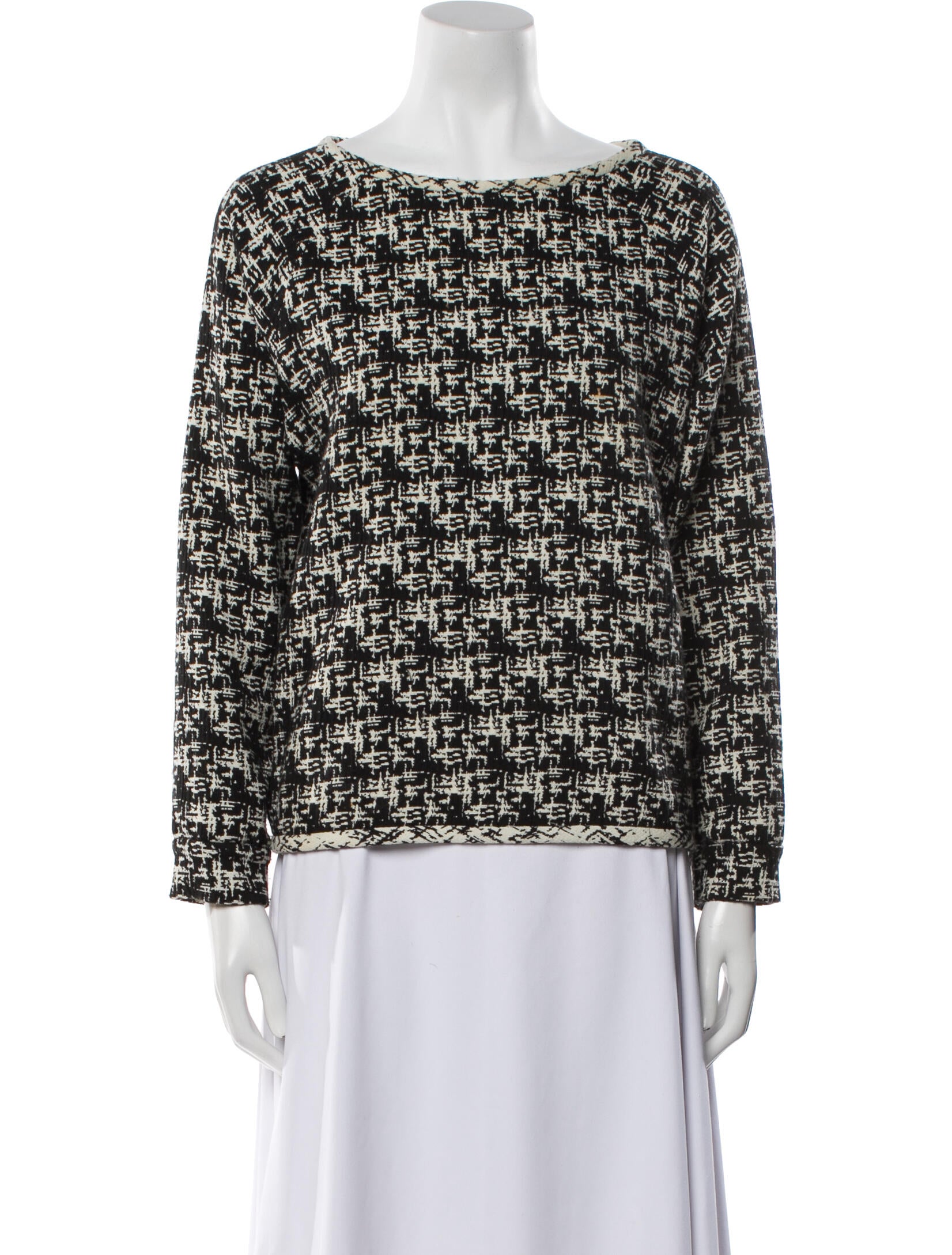 Alice + Olivia Printed Bateau Neckline Blouse
