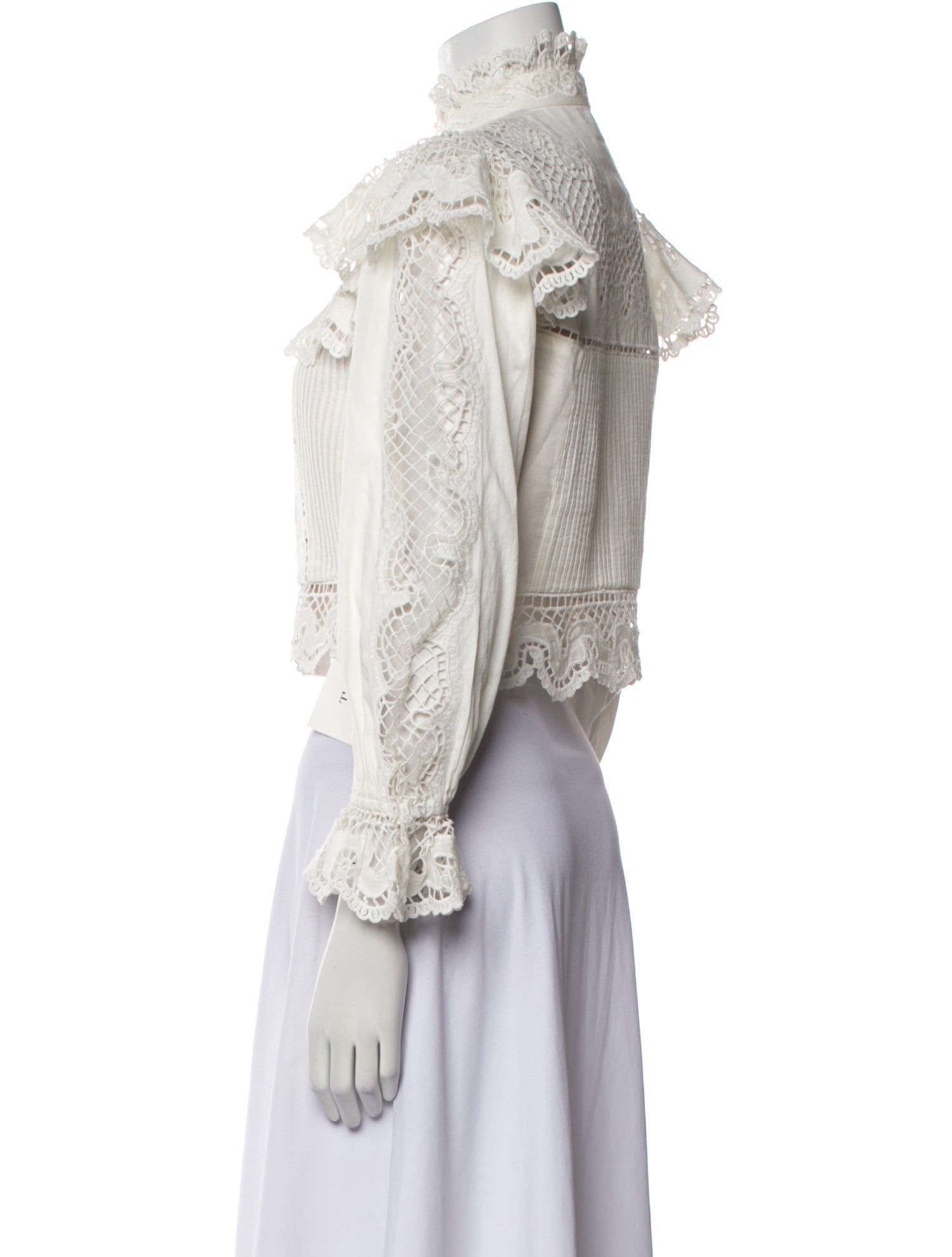 Alice + Olivia Lace Pattern Mock Neck Crop Top