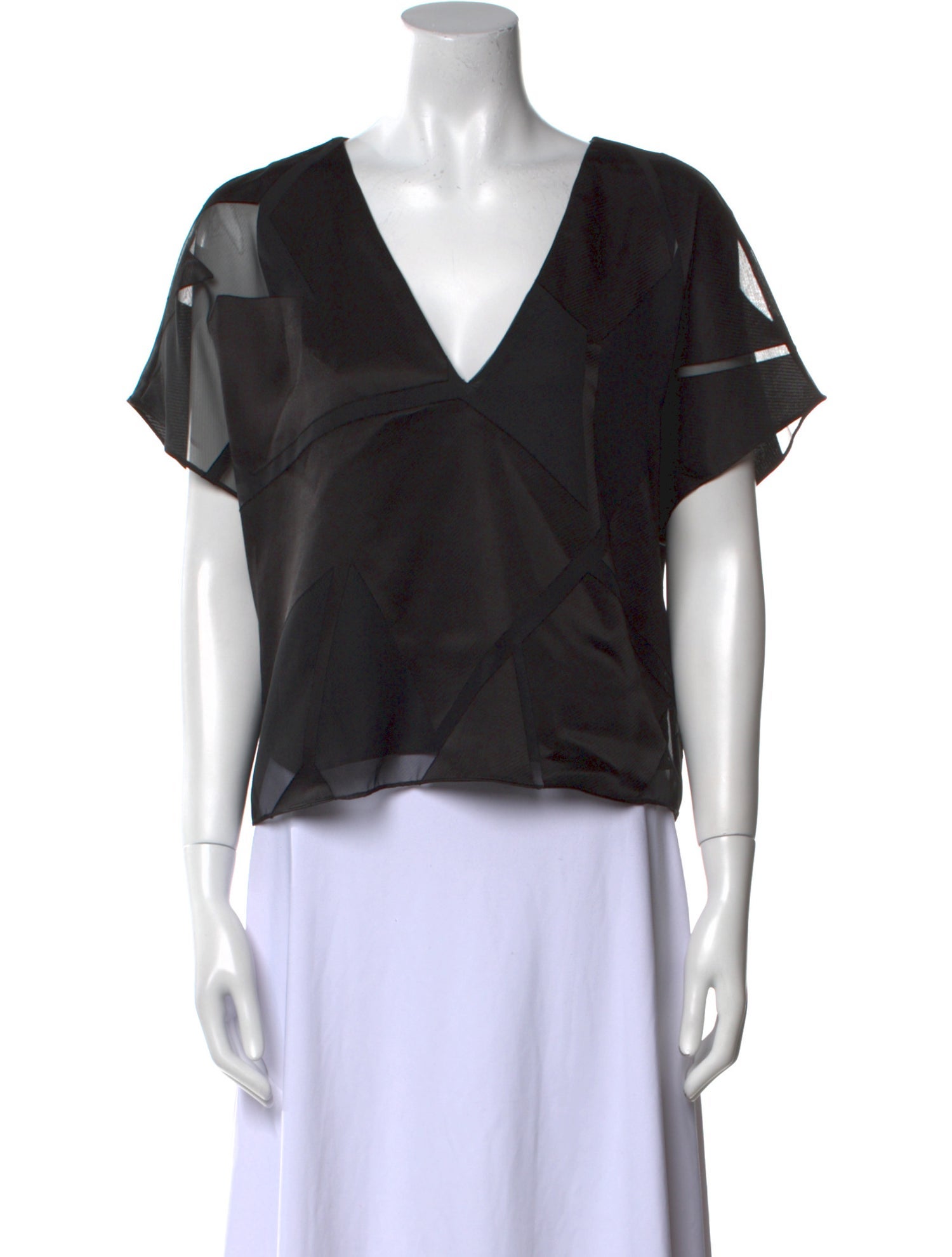 Alice + Olivia V-Neck Short Sleeve Crop Top