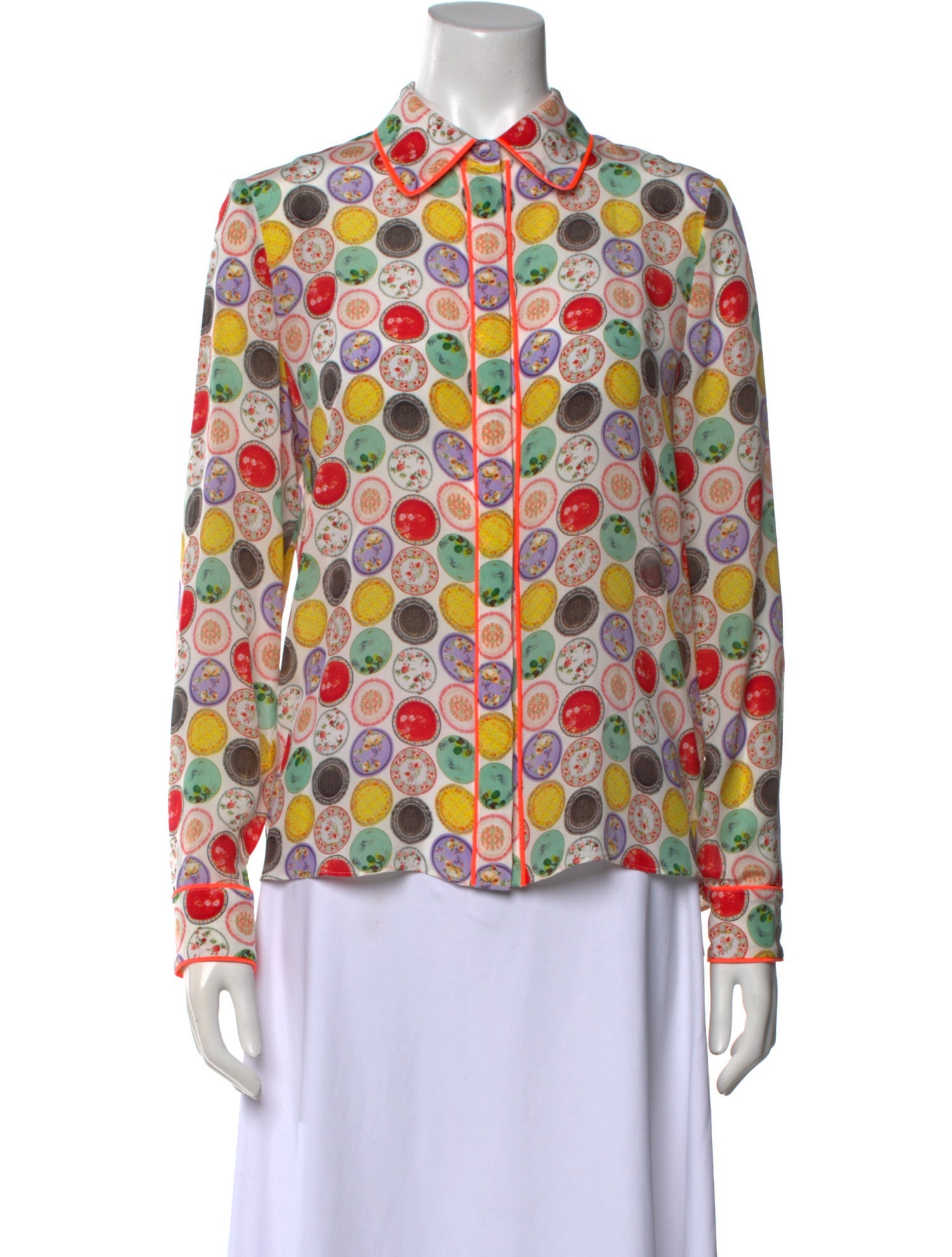 Alice + Olivia Silk Printed Button-Up Top