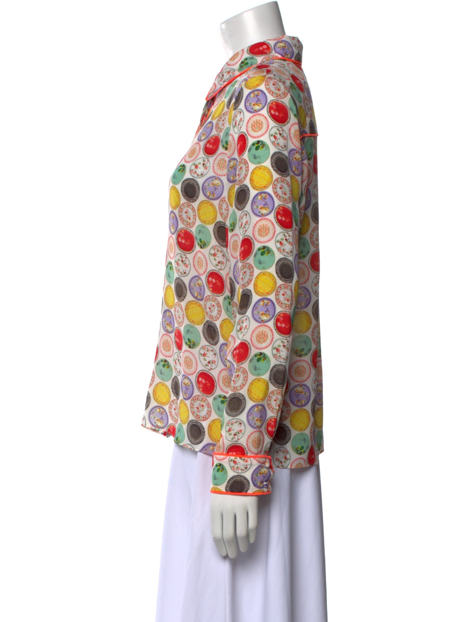 Alice + Olivia Silk Printed Button-Up Top