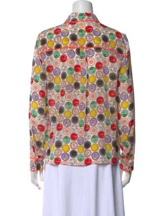 Alice + Olivia Silk Printed Button-Up Top