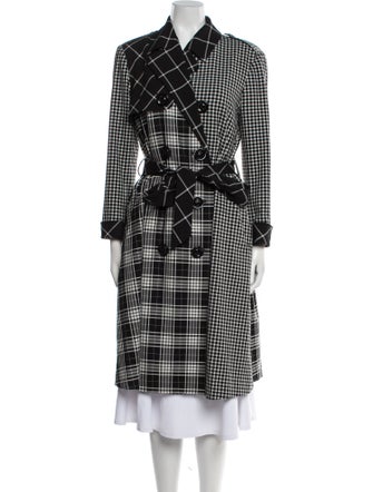 Alice + Olivia Plaid Print Trench Coat