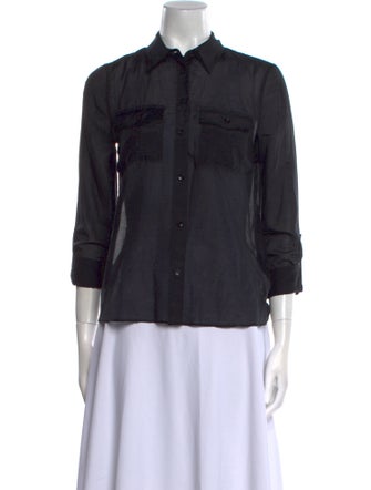 Alice + Olivia Three-Quarter Sleeve Button-Up Top