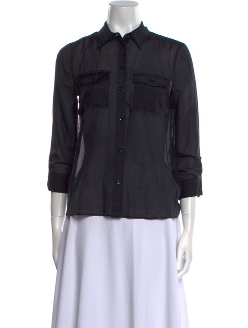 Alice + Olivia Three-Quarter Sleeve Button-Up Top