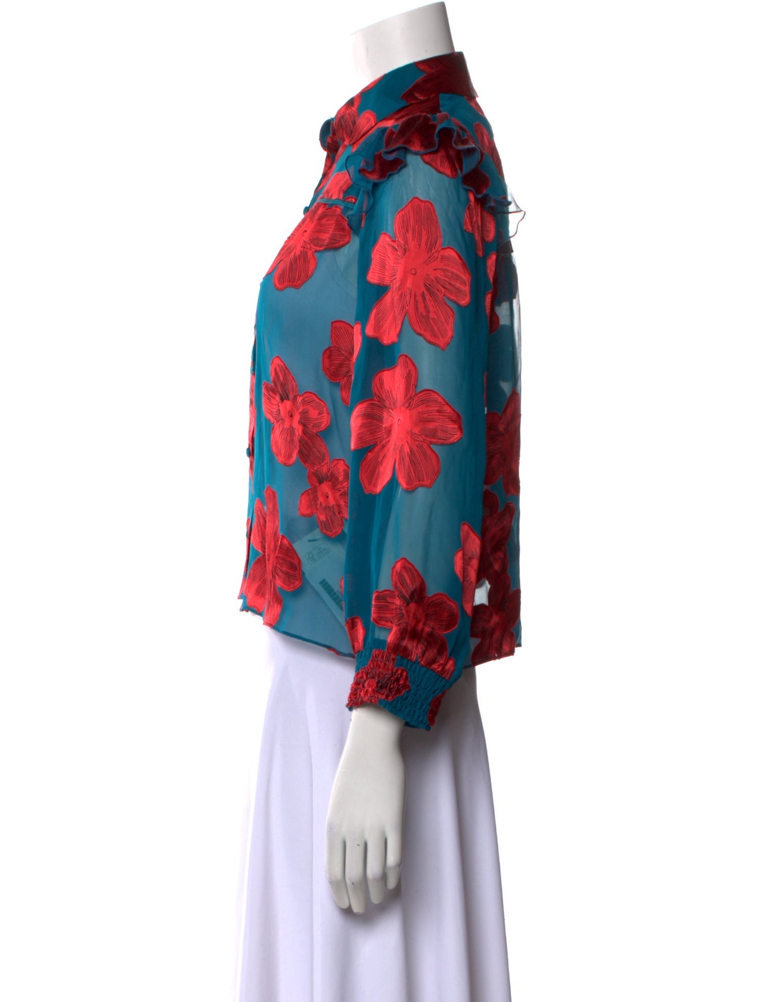 Alice + Olivia Floral Print Mock Neck Blouse