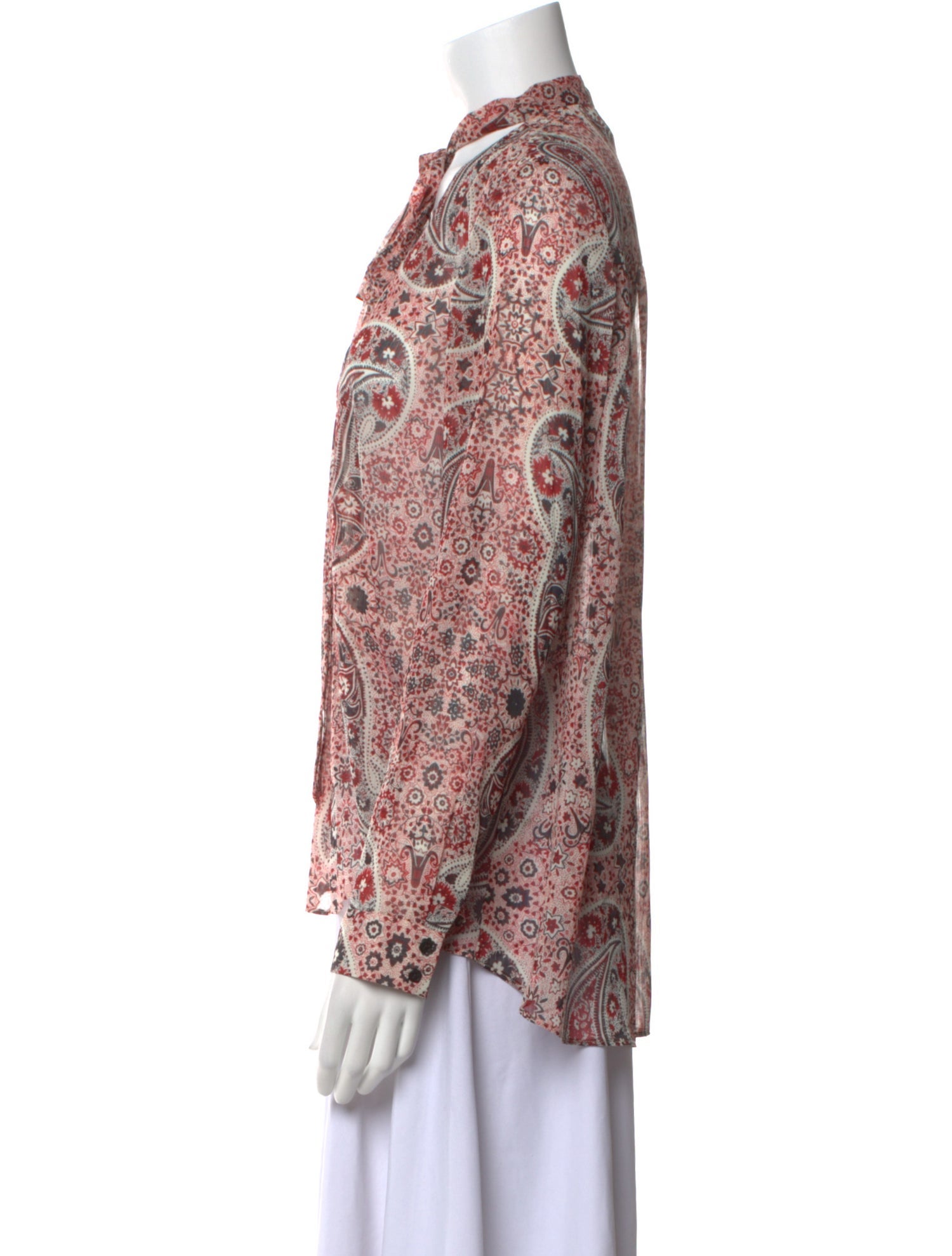 Alice + Olivia Paisley Print Tie Neck Blouse