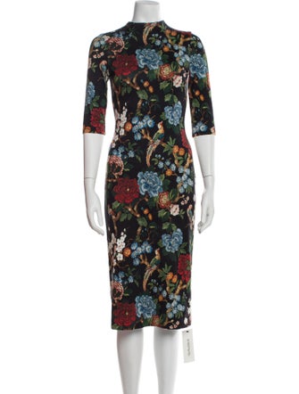 Alice + Olivia Floral Print Midi Length Dress