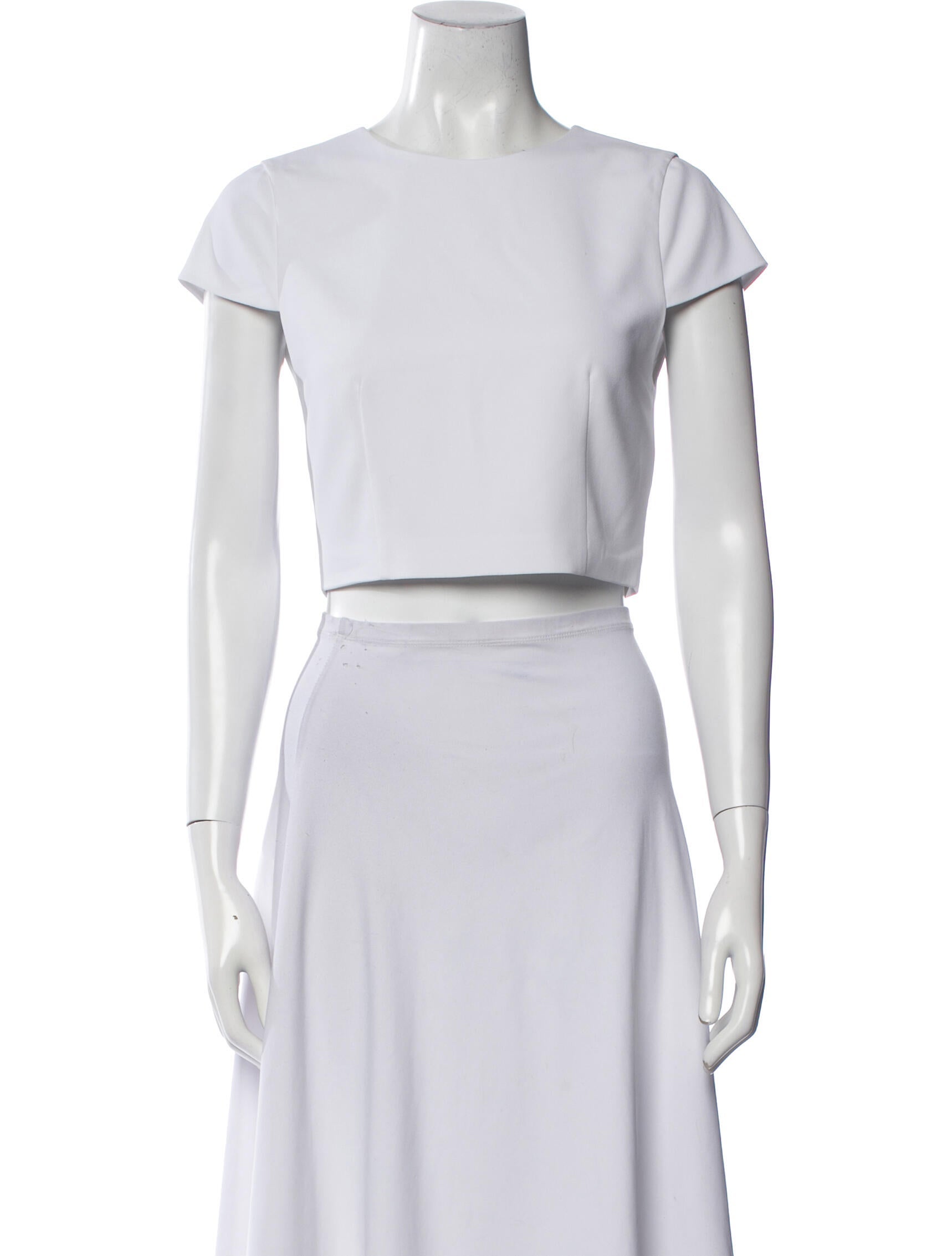 Alice + Olivia Bateau Neckline Short Sleeve Crop Top