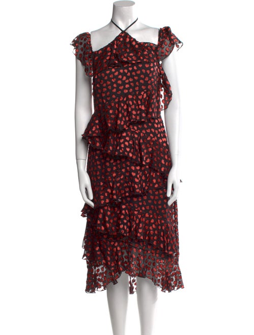 Alice + Olivia Polka Dot Print Midi Length Dress