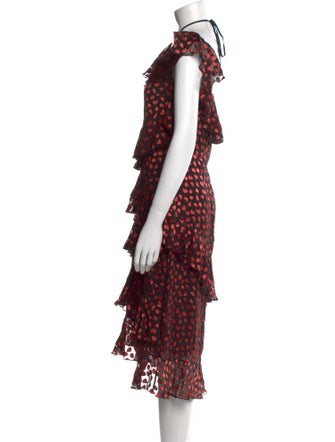 Alice + Olivia Polka Dot Print Midi Length Dress