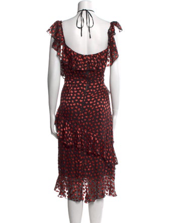 Alice + Olivia Polka Dot Print Midi Length Dress