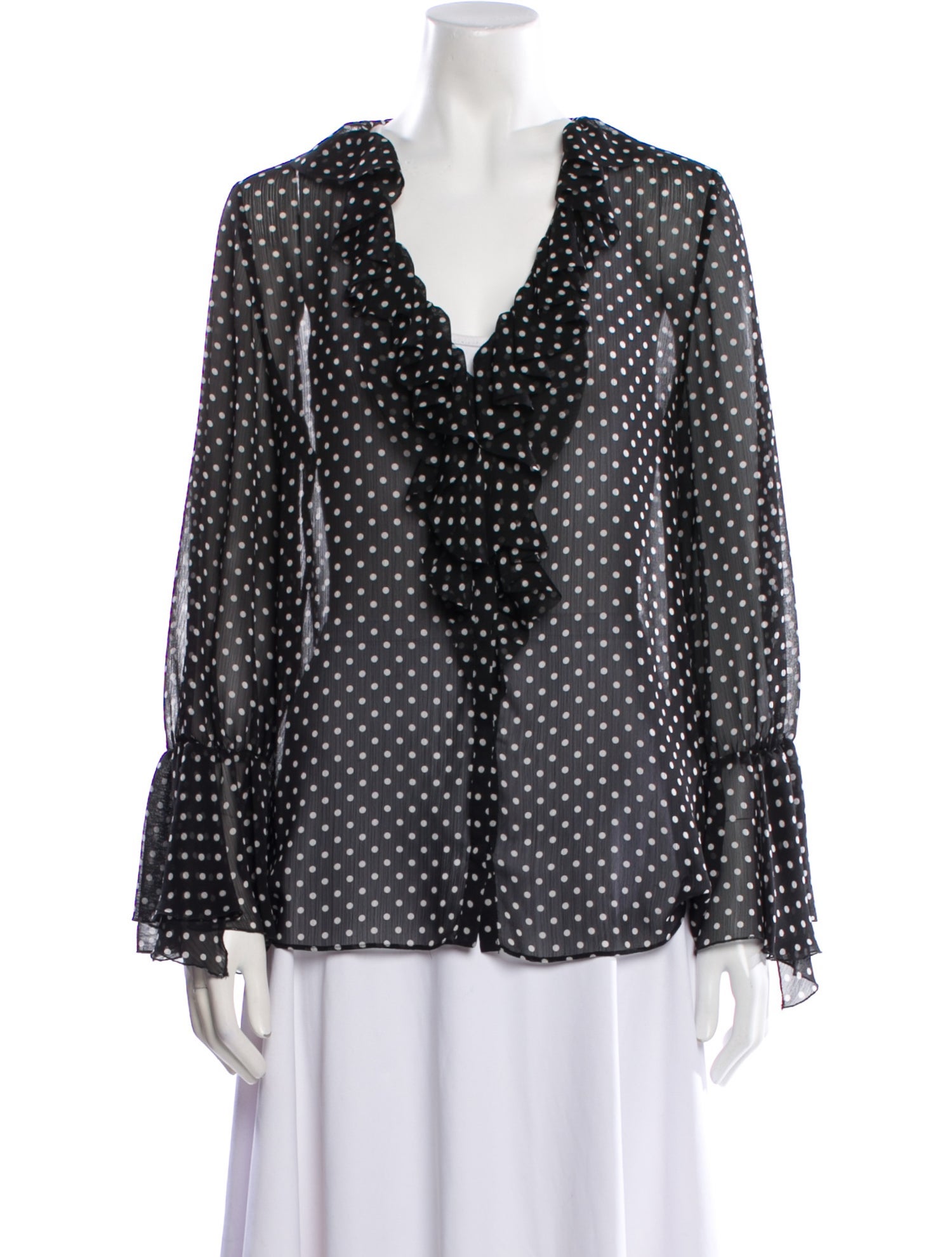 Alice + Olivia Polka Dot Print V-Neck Blouse