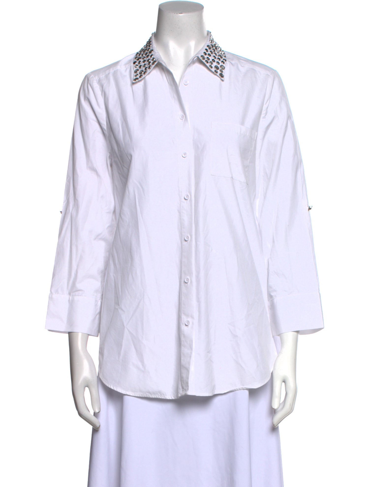 Alice + Olivia Three-Quarter Sleeve Button-Up Top