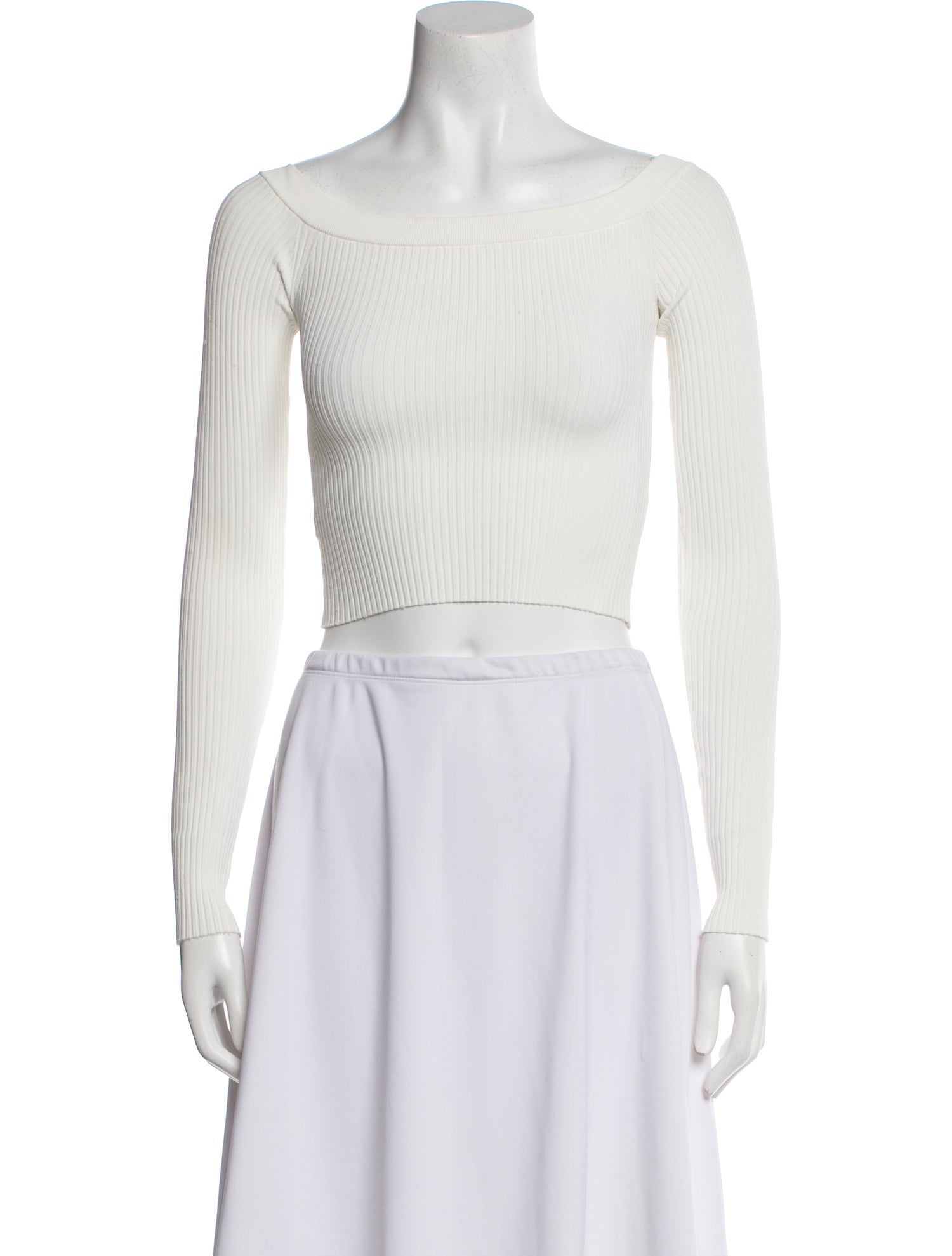 Alice + Olivia Square Neckline Long Sleeve Crop Top