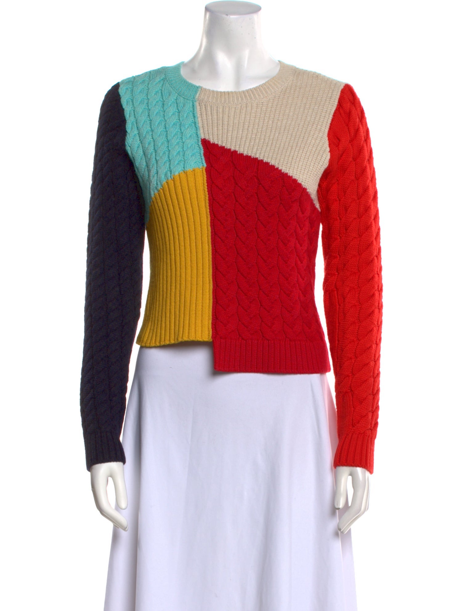 Alice + Olivia Wool Colorblock Pattern Sweater