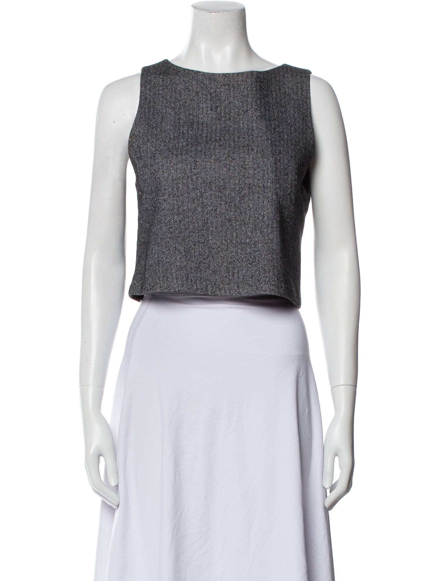 Alice + Olivia Bateau Neckline Sleeveless Crop Top