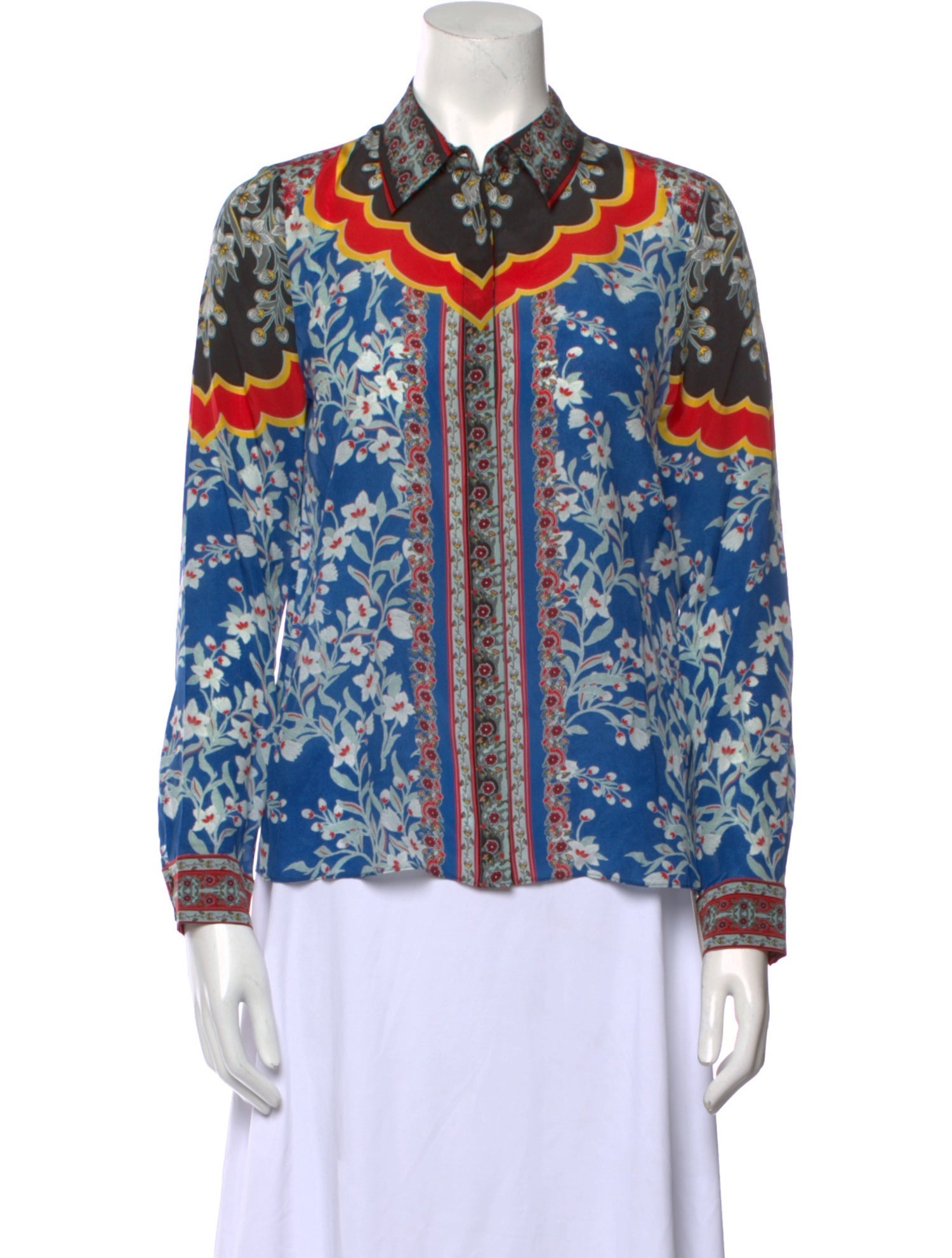 Alice + Olivia Silk Printed Button-Up Top w/ Tags