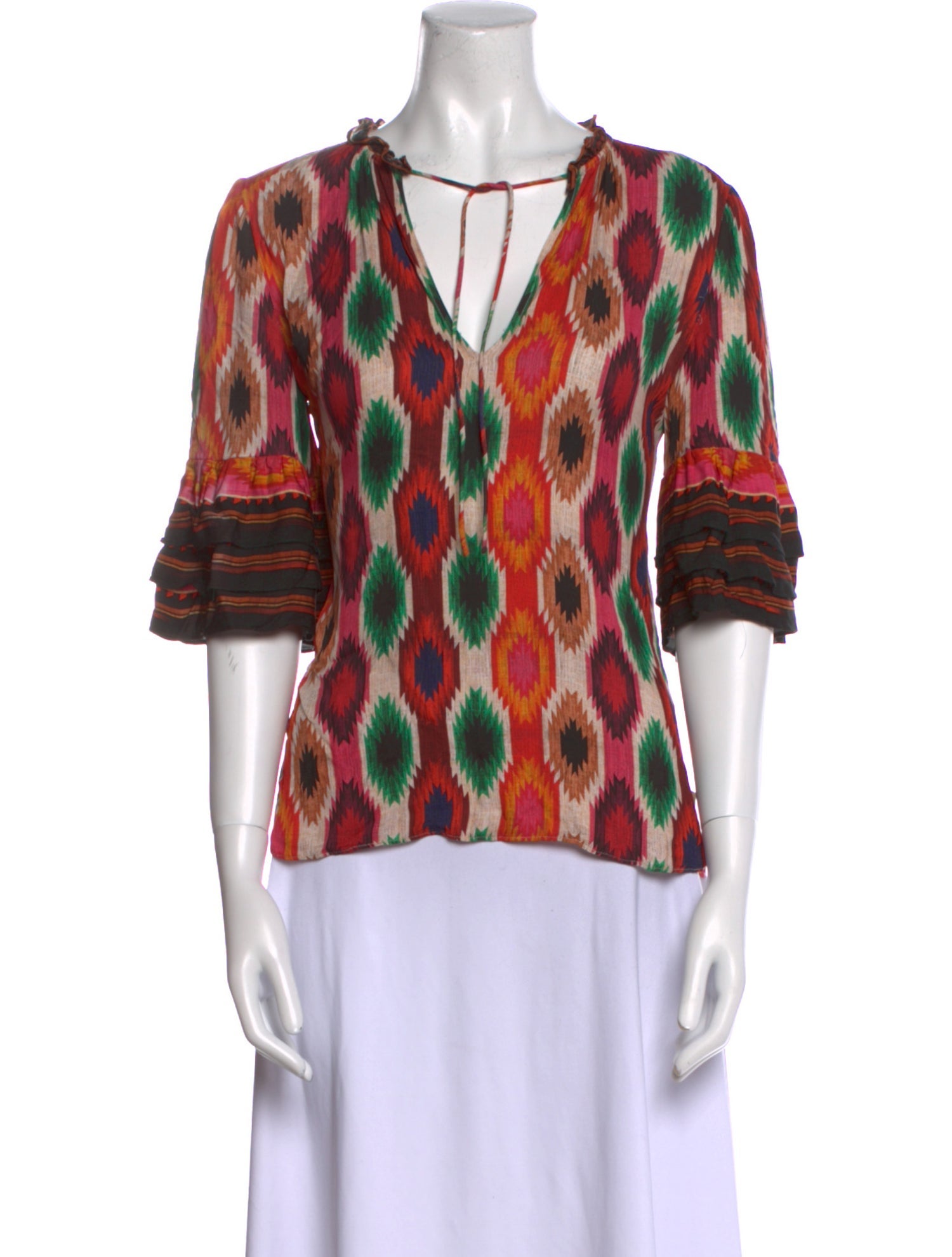 Alice + Olivia Printed V-Neck Blouse