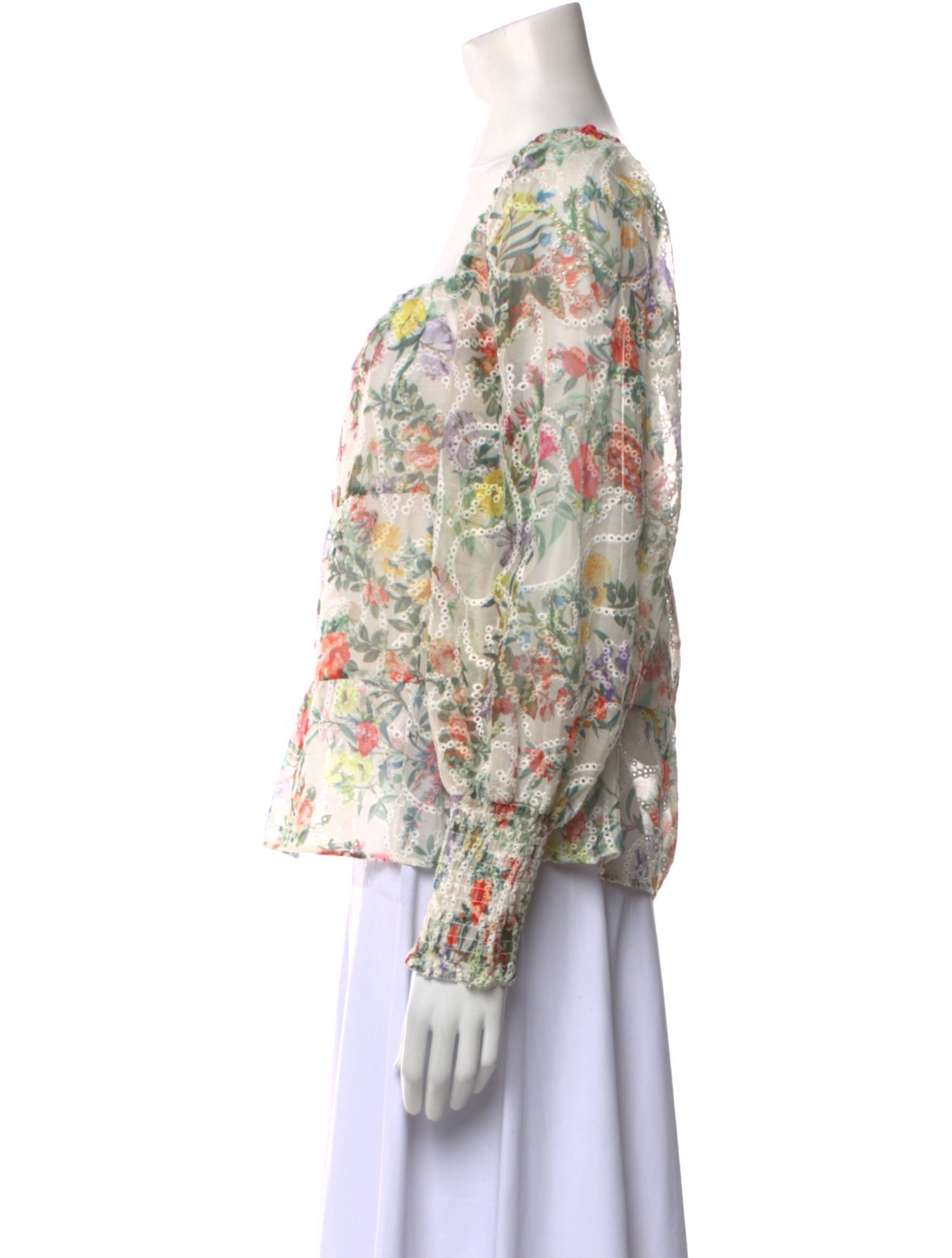 Alice + Olivia Floral Print Square Neckline Blouse