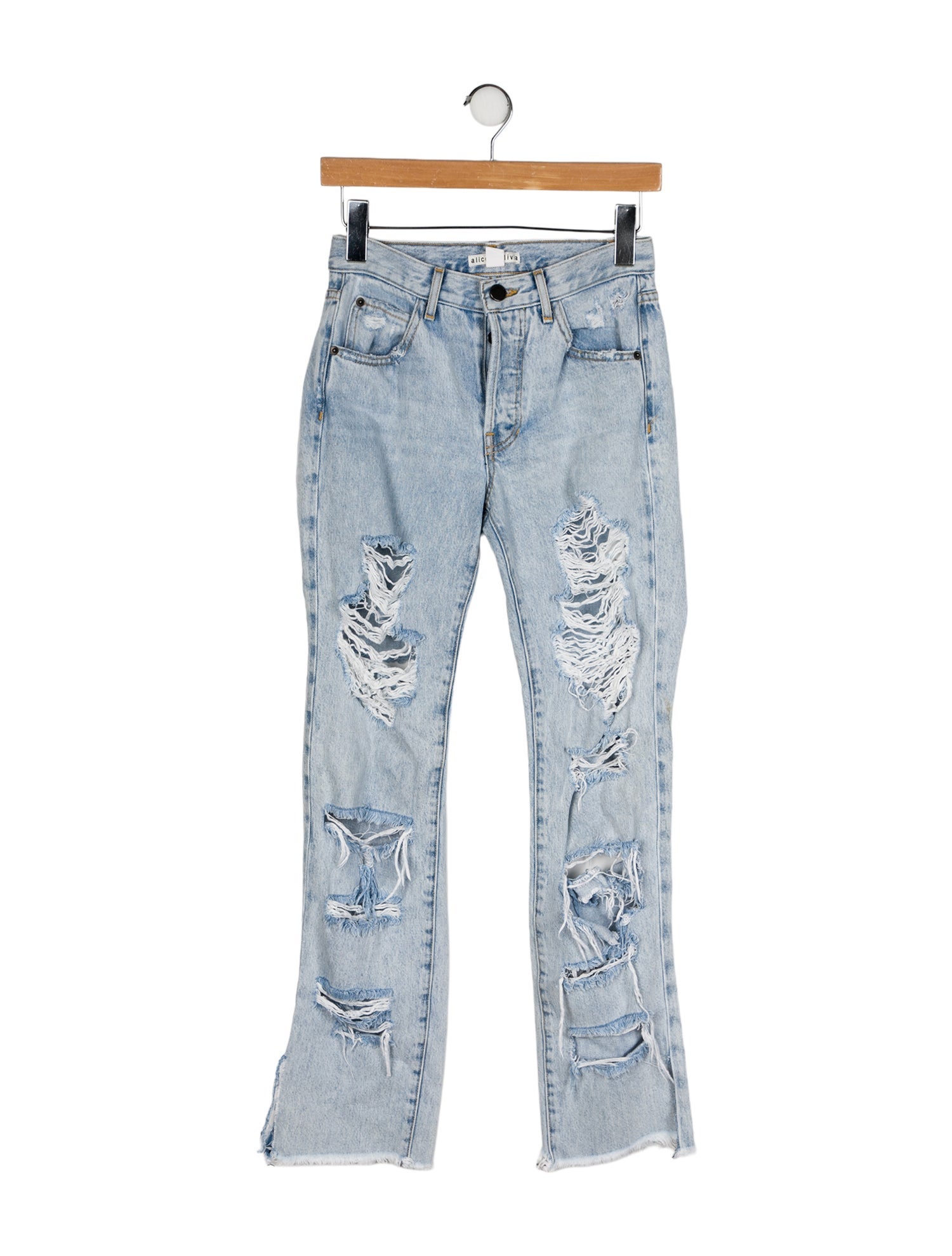 Alice + Olivia Mid-Rise Straight Leg Jeans