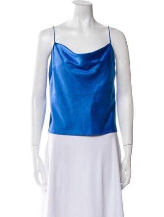 Alice + Olivia Satin Cowl Neck Crop Top