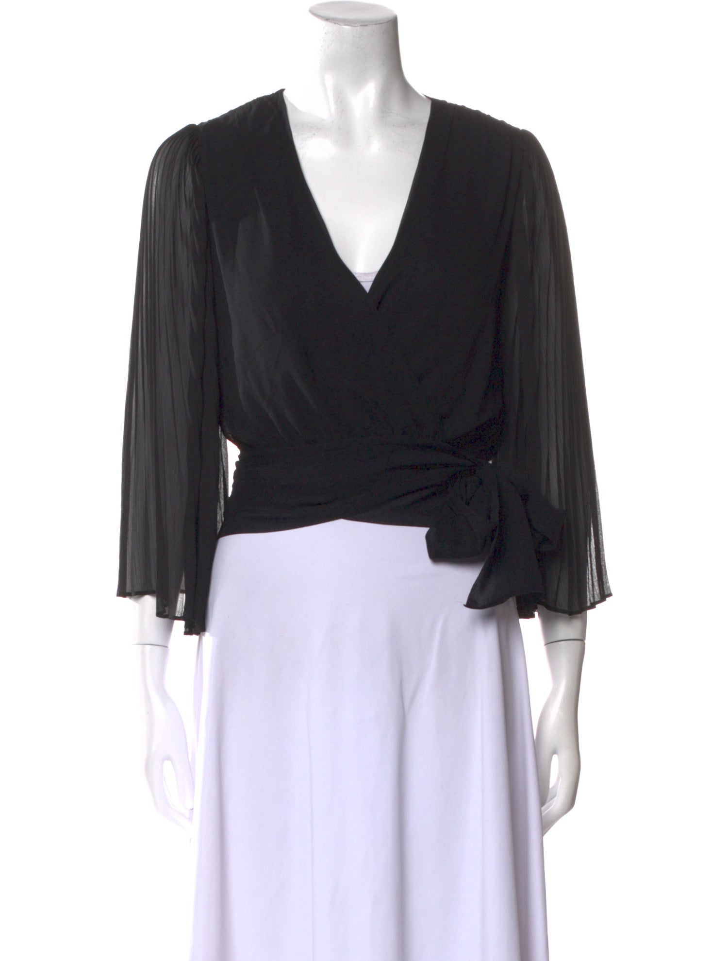 Alice + Olivia Silk V-Neck Crop Top