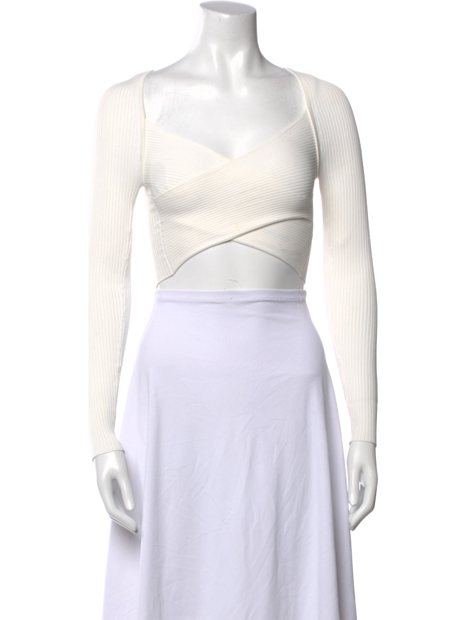 Alice + Olivia V-Neck Long Sleeve Crop Top