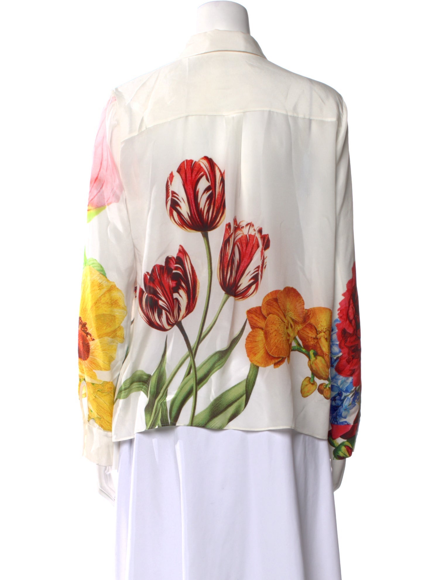 Alice + Olivia Silk Floral Print Button-Up Top